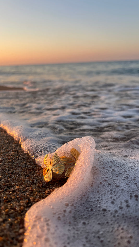 Bracelet jonc Flora - acier inoxydable doré